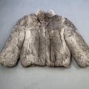 VINTAGE CARAVELLE Jacket Juniors 5 Gray Rabbit Fur Teens Full Zip Hong Kong